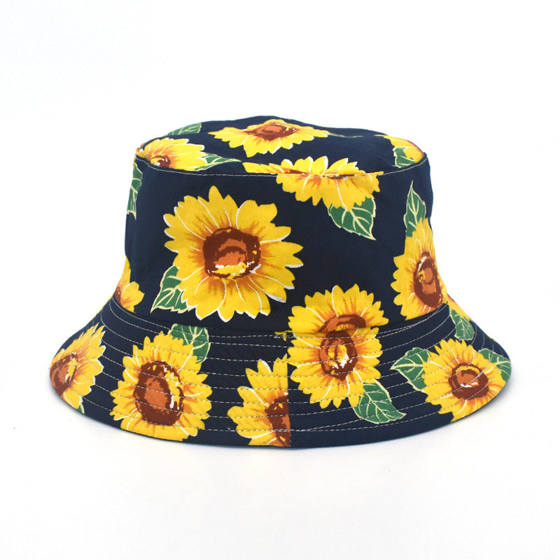 Sombrero de pescador de girasol con estampado de algodón al por mayor